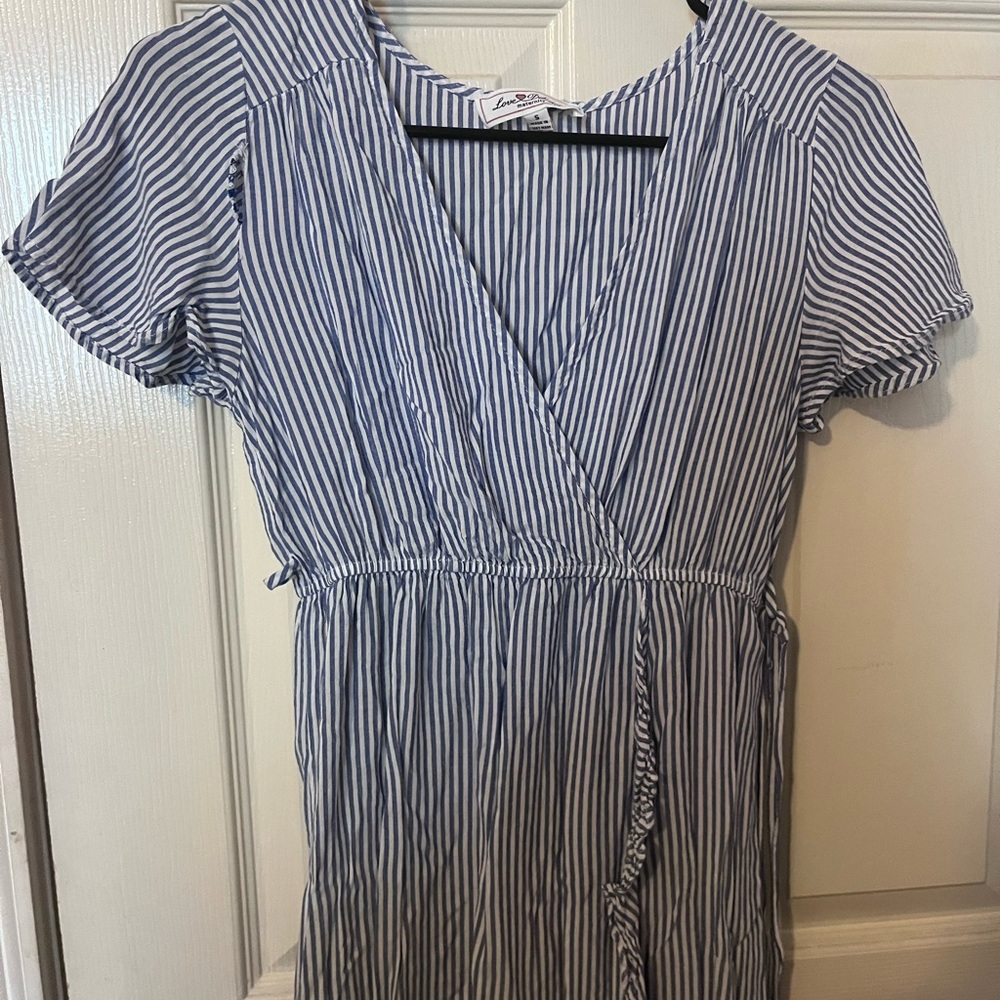 Delirious Blue and White Striped Maternity Top